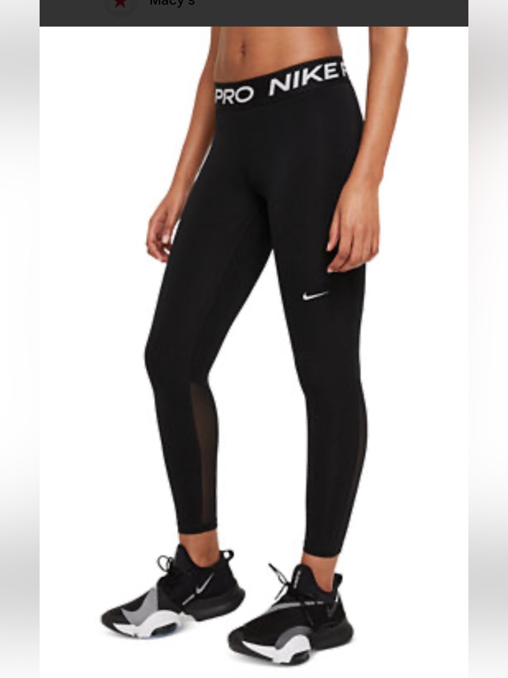 Nike Pro 7/8 Tights Black Mash Running Training Leggings Size Small AO9970-010